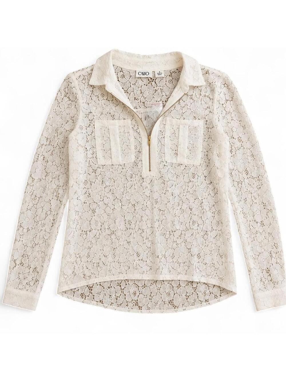 Cato Women's White and Cream Blous